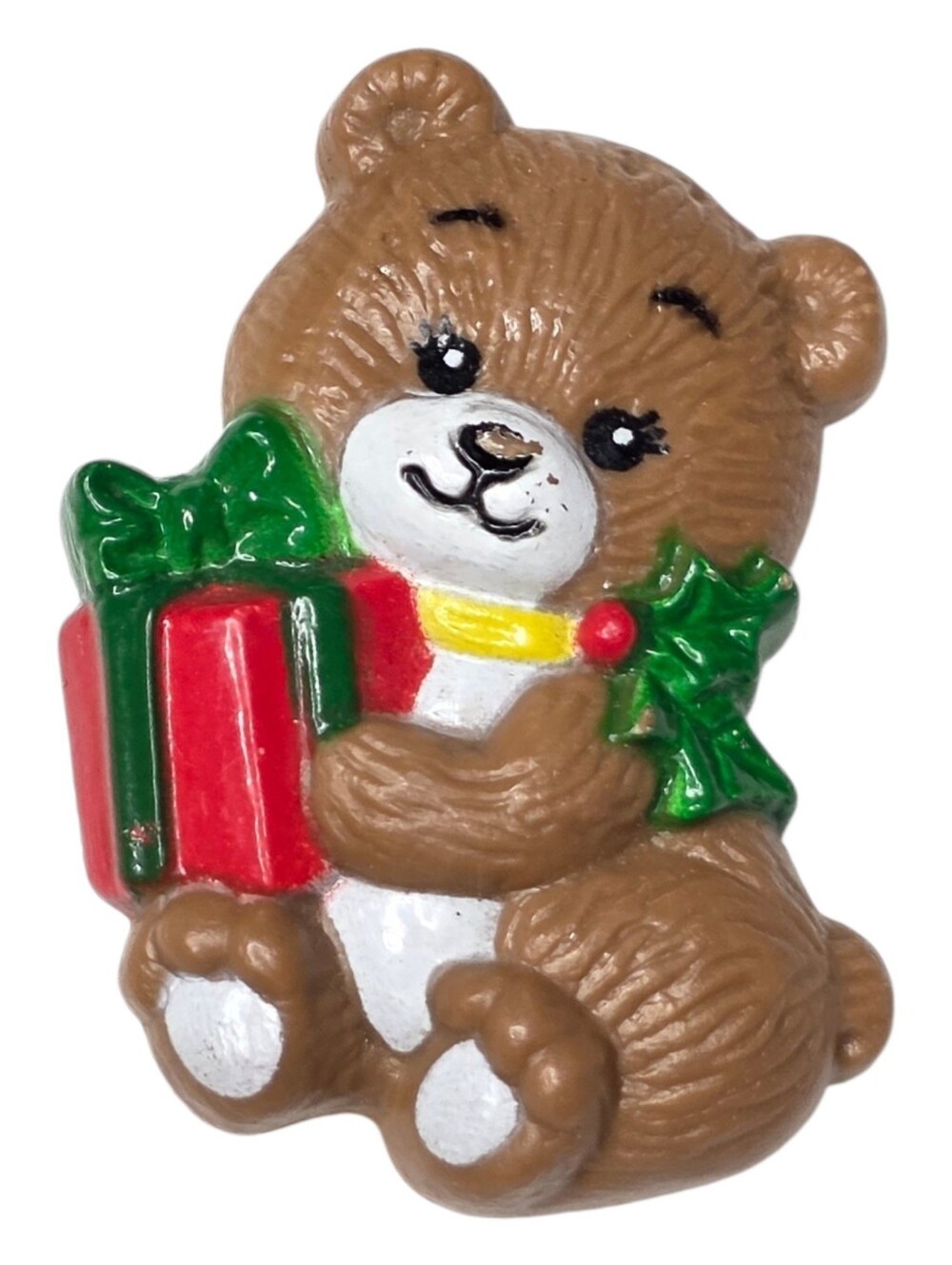 Vintage Russ Berrie Christmas Teddy Bear Pin 80s Fashion Jewelry Holiday Brooch